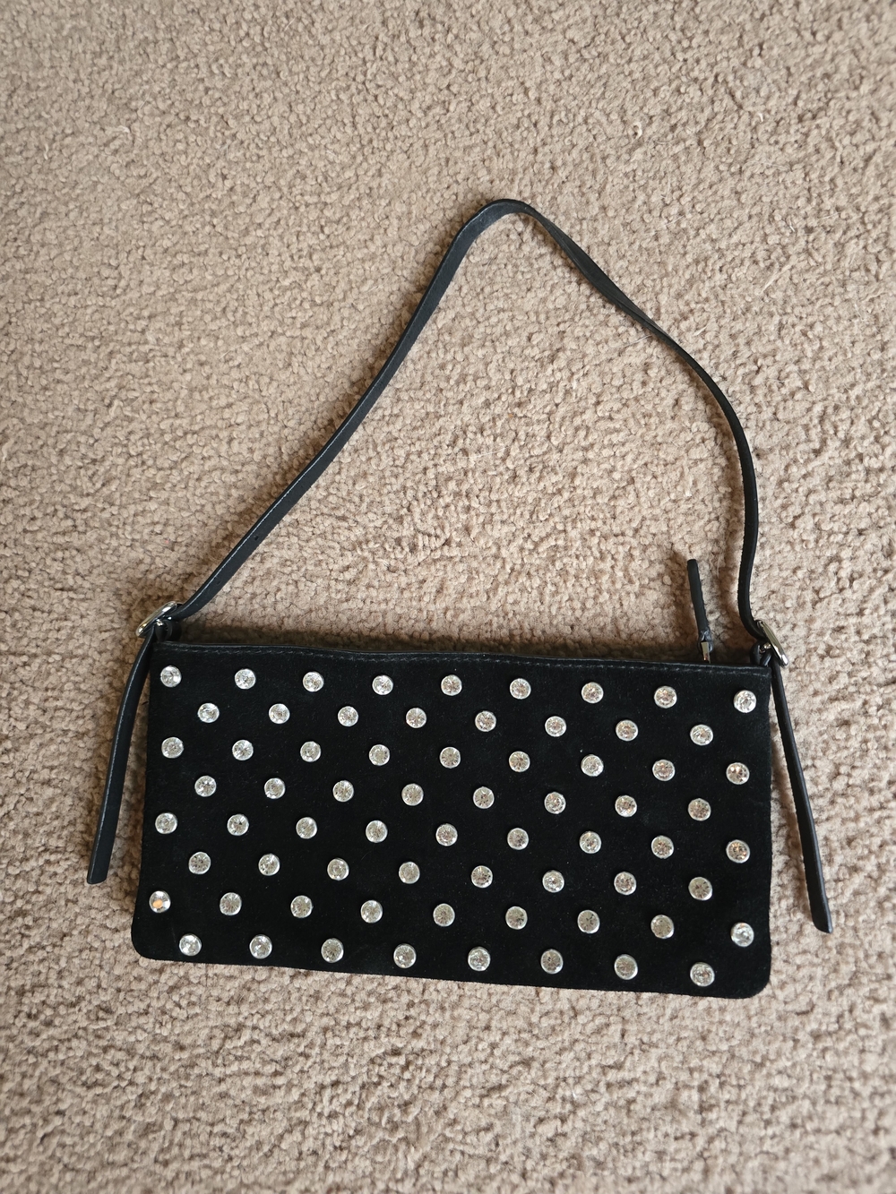 Madewell Studded Black Leather Evening Shoulder Bag